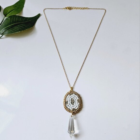 2/$27 | White + Crystal Beaded Indigenous Necklace | Handmade Jewelry - Picture 4 of 7